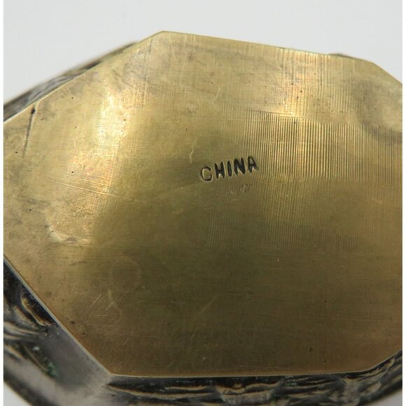 Chinese Medicine Scoop Brass Decorative 6"x3" Bowl Ornate Scroll Handle Vintage - Picture 10 of 10